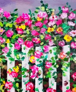 Fence And Flowers Art paint by number