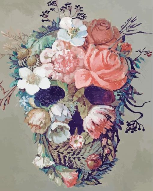 Flowers Skull Art paint by number