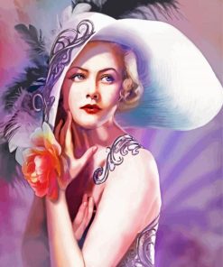 Gorgeous Lady In White Hat paint by number