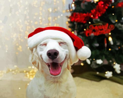Happy Santa Puppy paint by number