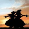 Hawaiian Hula Dancers Silhouette paint by number