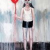 Lonely Lady With Red Balloon paint by number