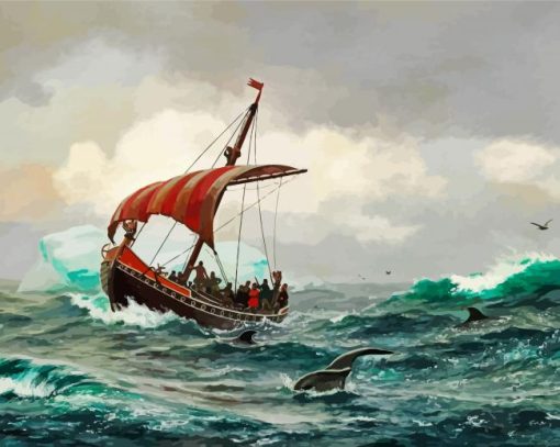 Longboat In The Ocean paint by number