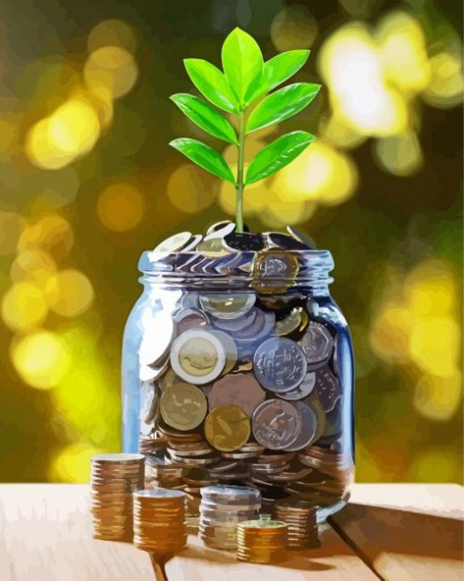 Money Tree In Glass jar paint by number