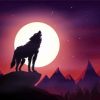 Moon With Howling Wolf Illustration paint by number