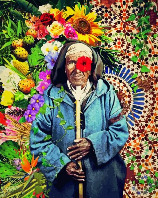 Old Moroccan Floral Man paint by number
