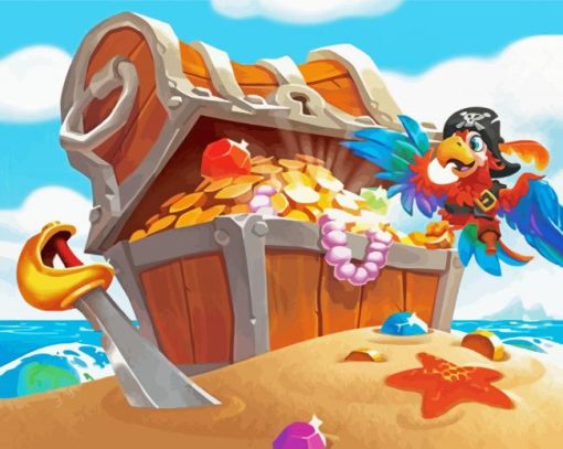 Pirate Treasure And Parrot paint by number