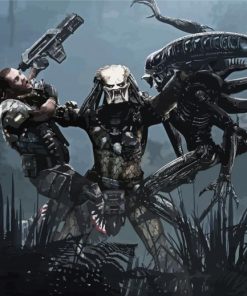 Scary Alien Vs Predator paint by number