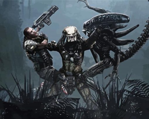 Scary Alien Vs Predator paint by number