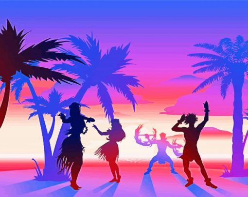 Silhouette Hula Dance paint by number