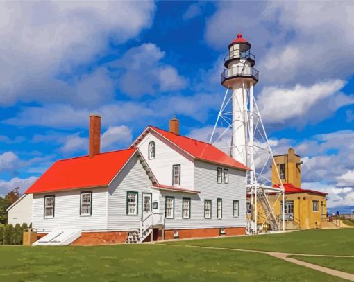 Whitefish Point Lighthouse Michigan paint by number