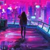 Woman In Cyberpunk City Paint by number