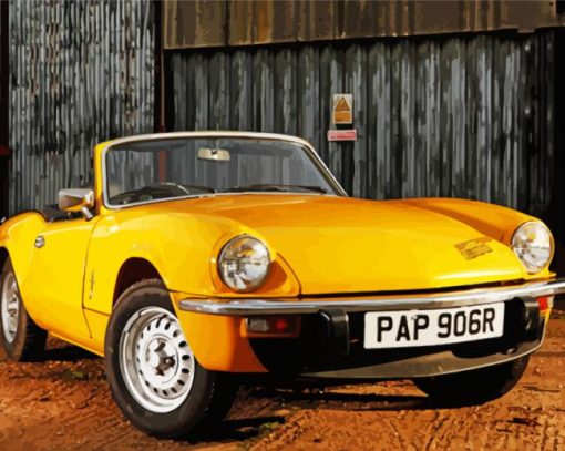 Yellow Triumph Spitfire paint by number