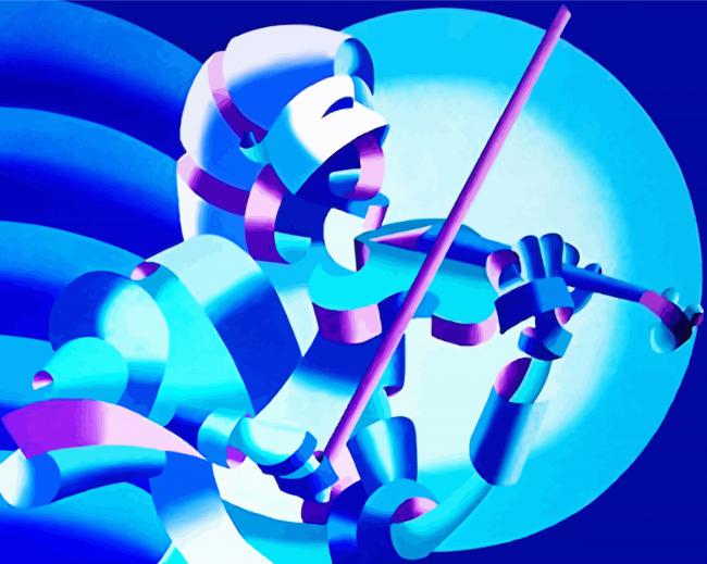 Abstract Blue Violinist paint by number