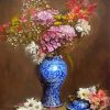Aesthetic Blue And White Vase With Flowers Art paint by number