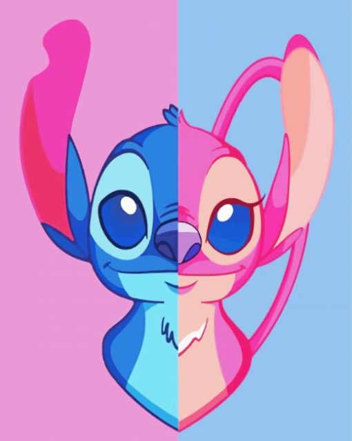 Angel And Stitch Heart paint by number