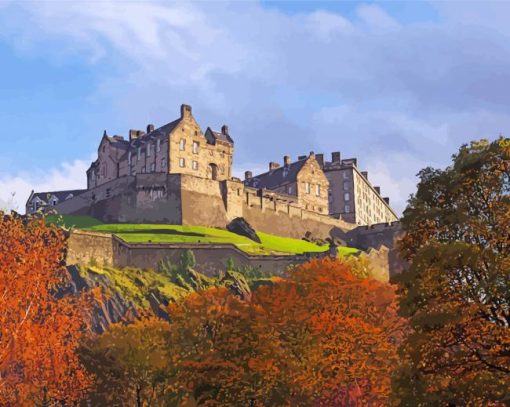 Autumn In Edinburgh Castle paint by number