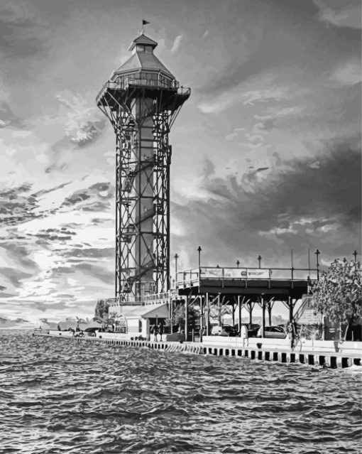 Black And White Tower In Erie paint by number