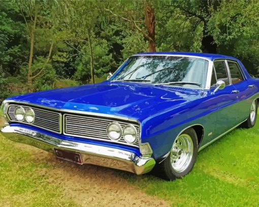 Blue 1968 Ford Galaxie paint by number