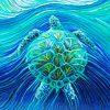 Blue Green Abstract Turtle Paint by number