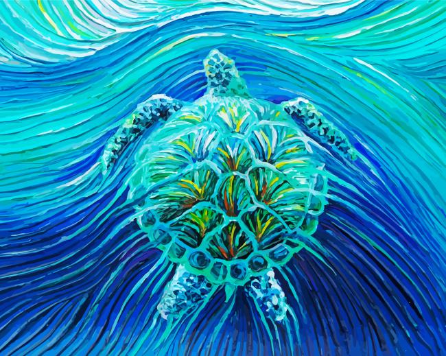 Blue Green Abstract Turtle Paint by number
