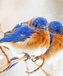 Blue Birds On A Branch paint by number