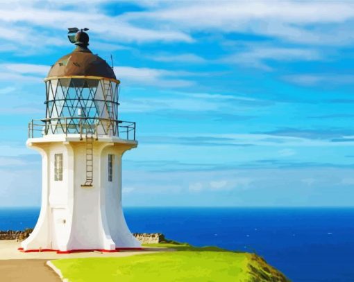 Cape Reirga New Zealand Lighthouse paint by number