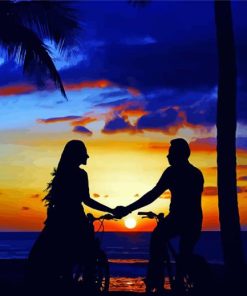 Couple On Bicycles Silhouette paint by number
