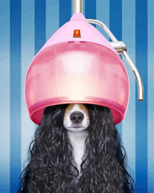 Dog With Long Hair At The Salon paint by number
