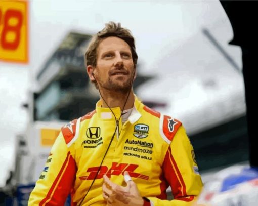 Driver Romain Grosjean paint by number