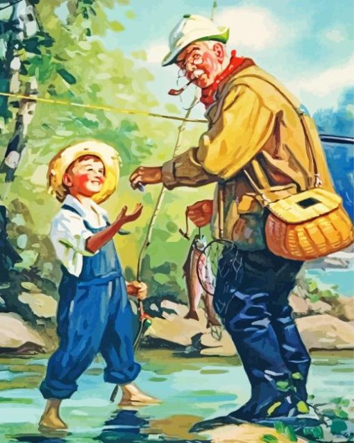 Fishing With Grandpa paint by number