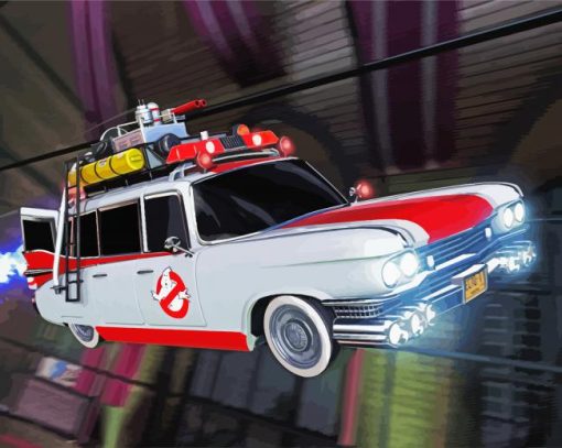Flying Ecto 1 Car paint by number