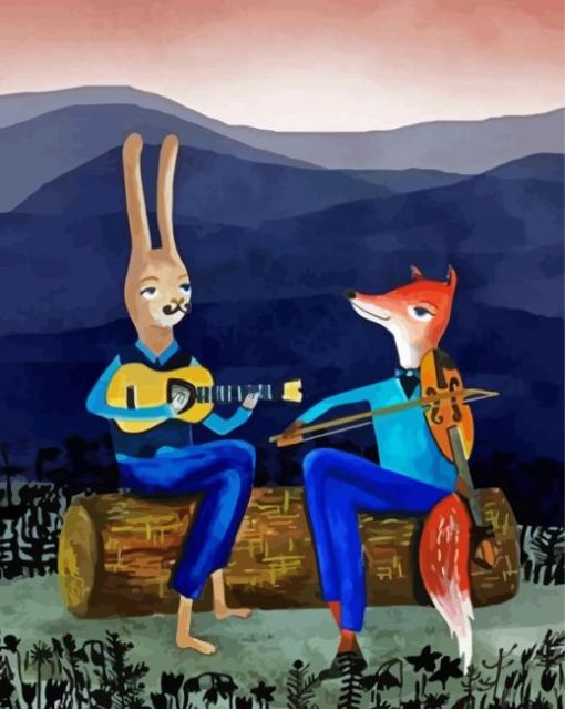 Fox And Rabbit Musicians paint by number
