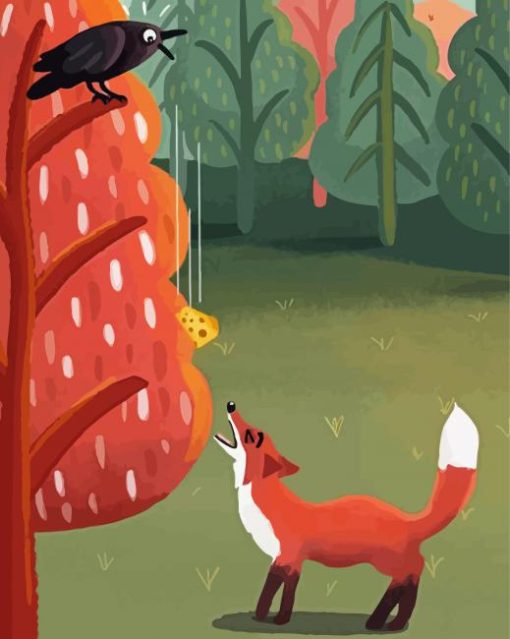 Fox And Crow Art paint by number