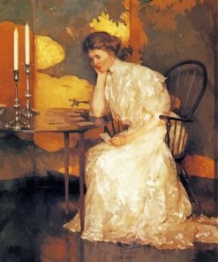 Girl Playing Solitaire Frank Weston Benson paint by number