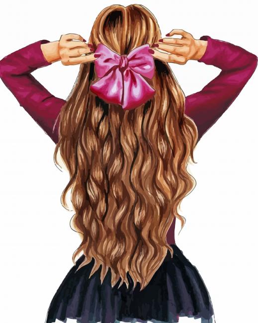 Girl With Hair Bow paint by number