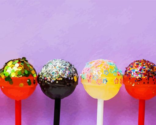 Glitter Lollipops paint by number