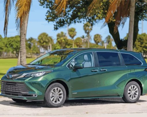 Green Toyota Sienna paint by number