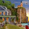 House And Lighthouse By David Maclean paint by number