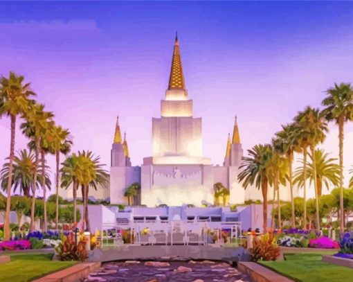 Ids Oakland California Temple At Sunrise paint by number