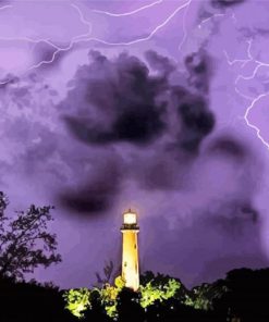 Lighthouse With Lightning Bolt paint by number