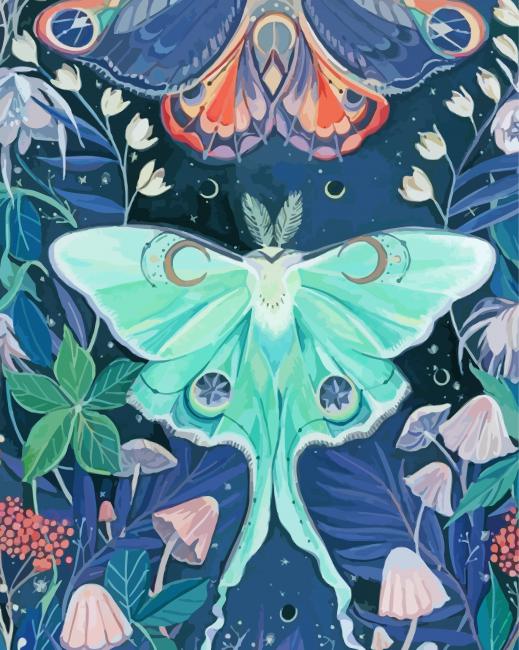 Luna Moth Art paint by number