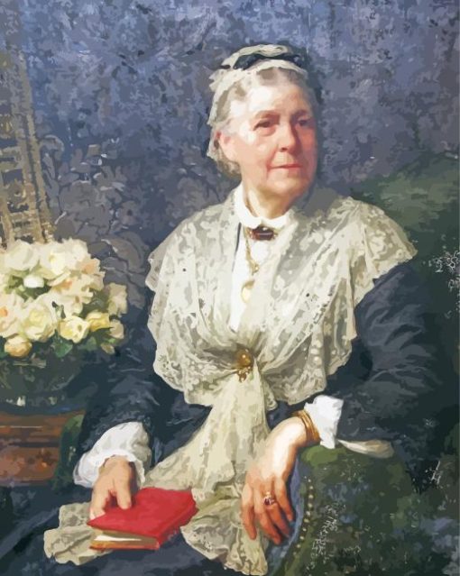 Portrait Of A Lady In A Lace Edged Dress By Frank Dicksee paint by number