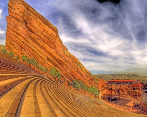 Red Rocks Amphitheatre And Grey Sky paint by number
