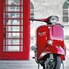 Red Lambretta Motorcycle paint by number