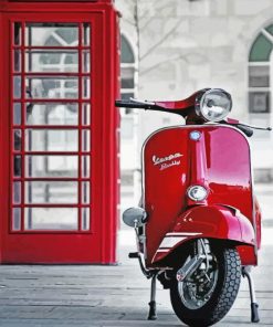 Red Lambretta Motorcycle paint by number