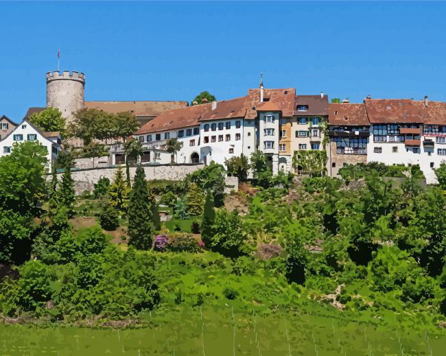 Regensberg Castle Landscape paint by number