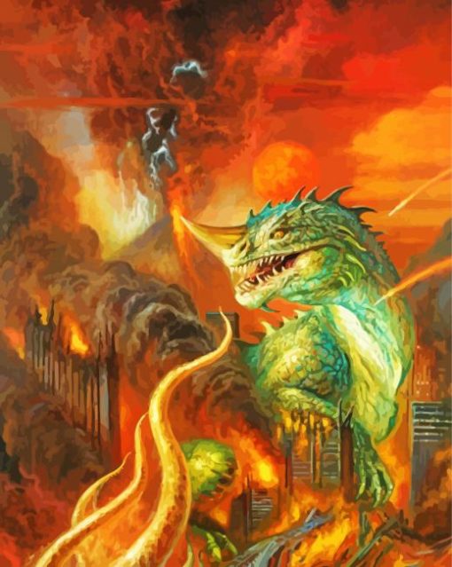 Scary Kaiju Monster paint by number