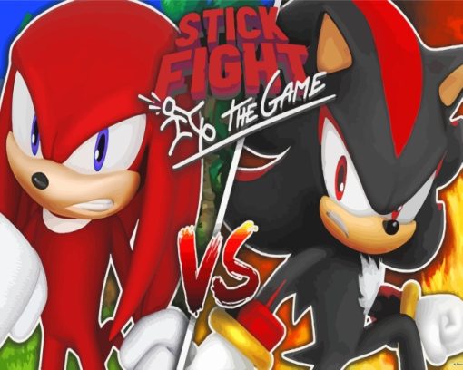 Shadow And knuckles Stick Fight paint by number