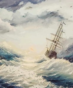 Ship In Storm Art paint by number